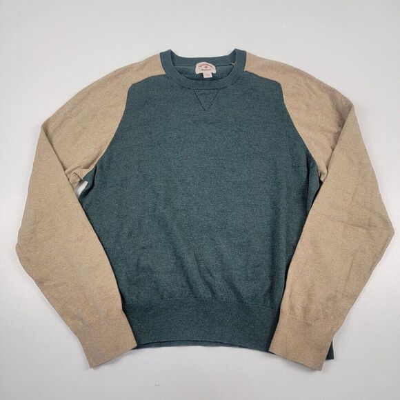 Brooks Brothers Red Fleece Sweater Mens Large Extra Fine Merino Wool Two Tone - Picture 1 of 10